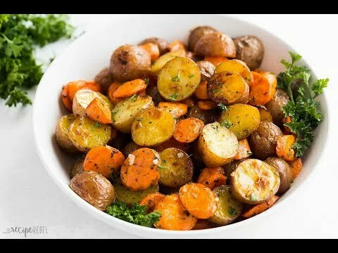 Garlic Butter Roasted Potatoes and Carrots | The Recipe Rebel
